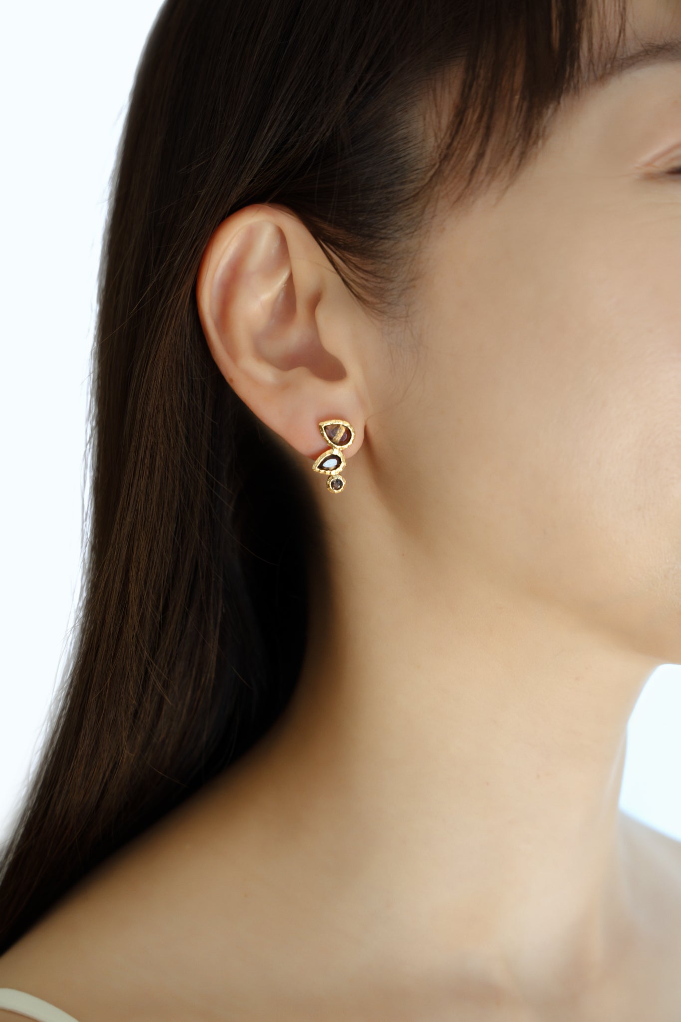 Smoky Quartz Leaf Earrings