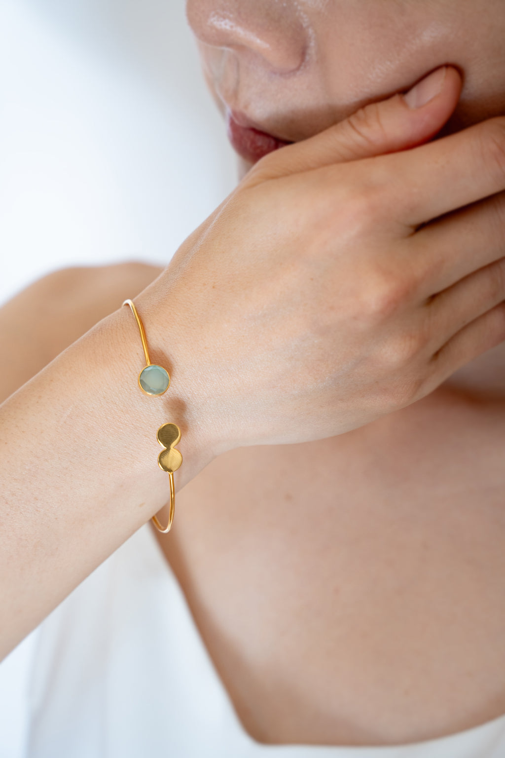 Aqua Chalcedony Disk Bangle