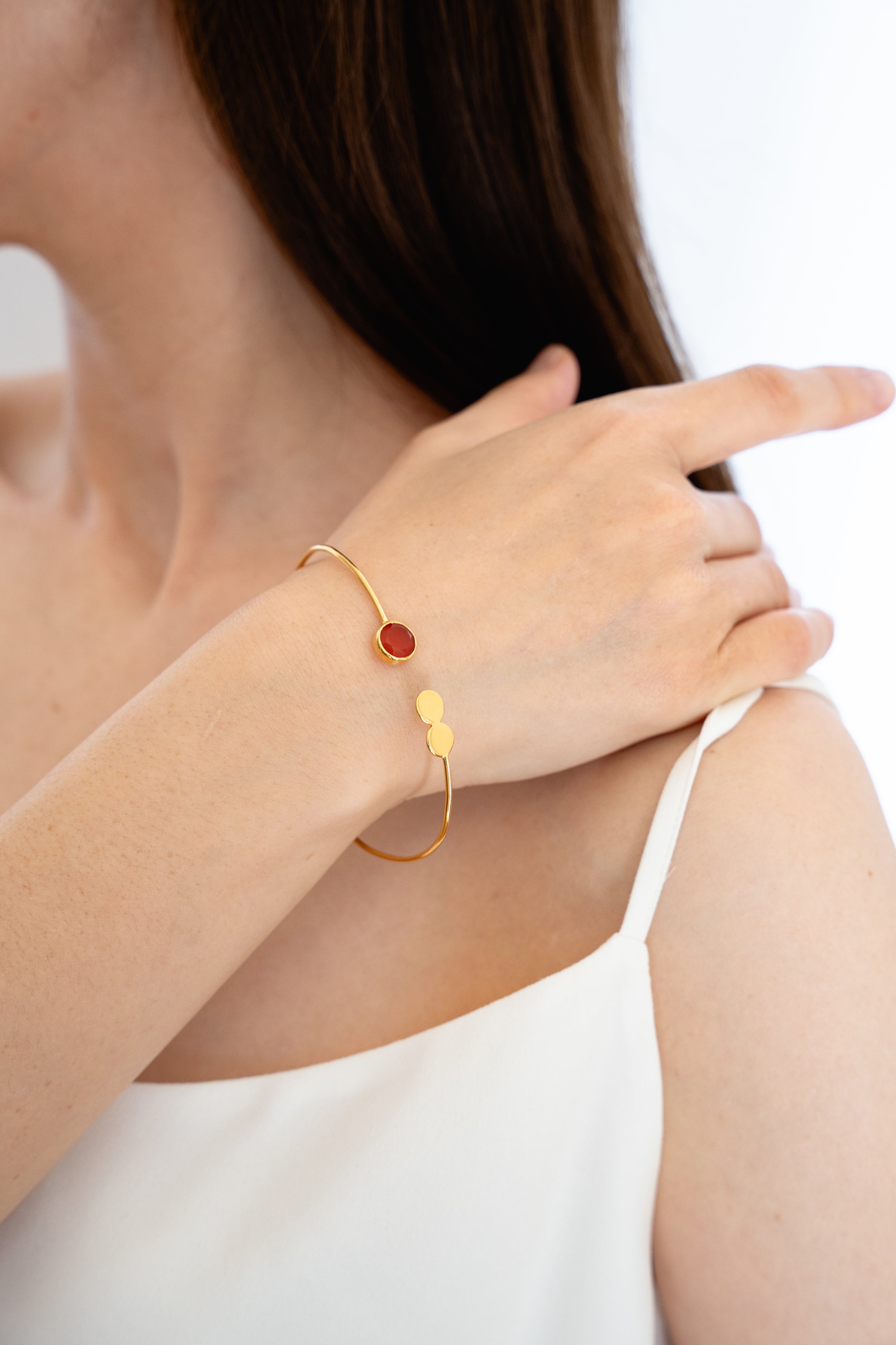 Red Onyx Disk Bangle