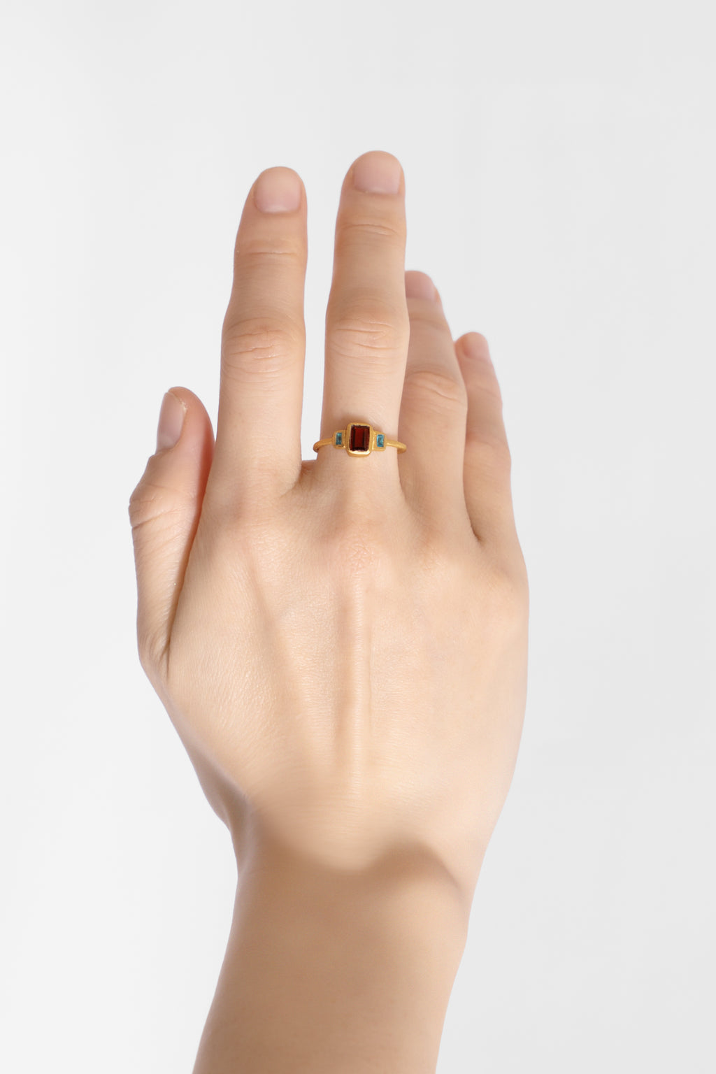 Garnet & Blue Topaz Trinity Ring