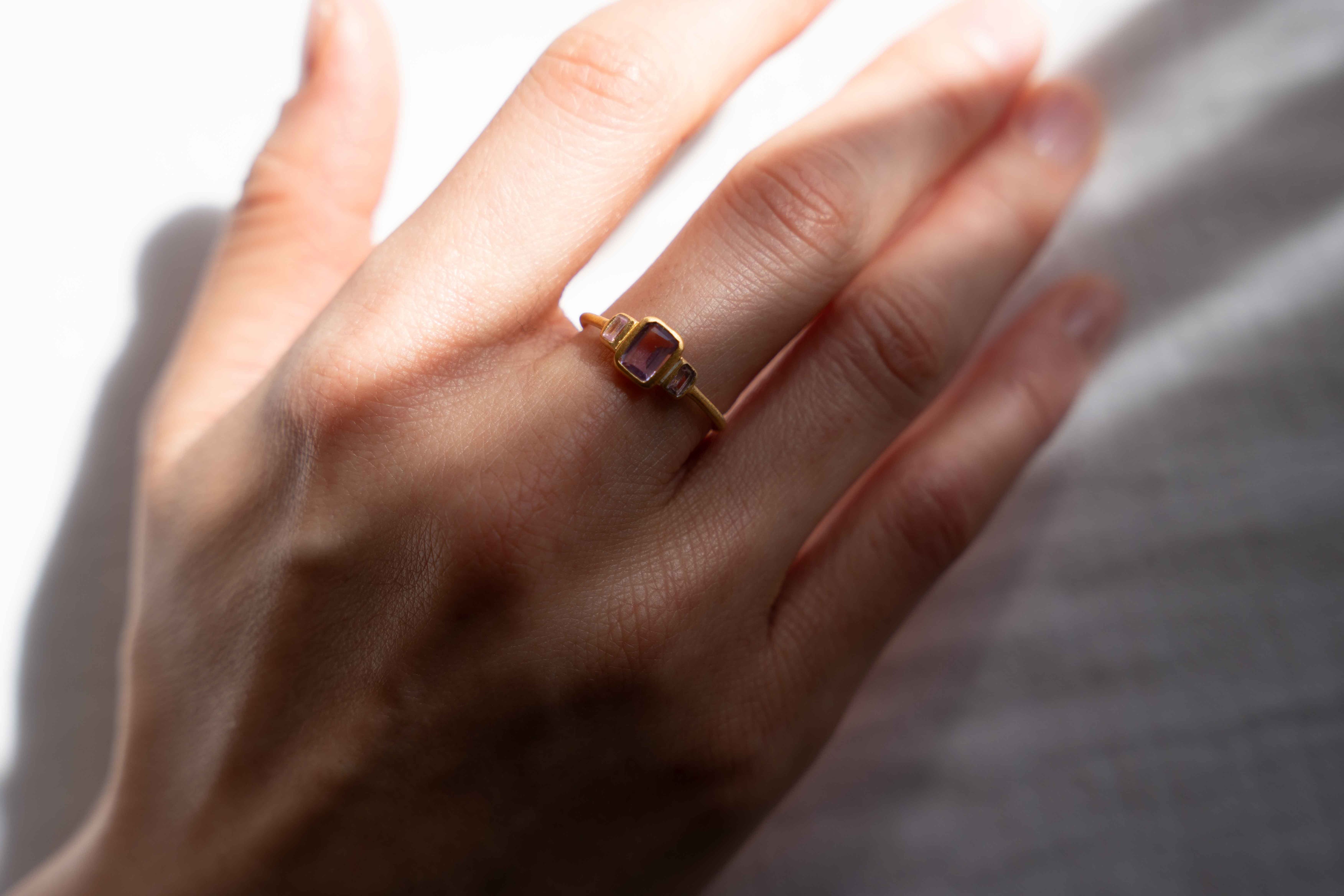 Amethyst & Pink Zircoin Trinity Ring