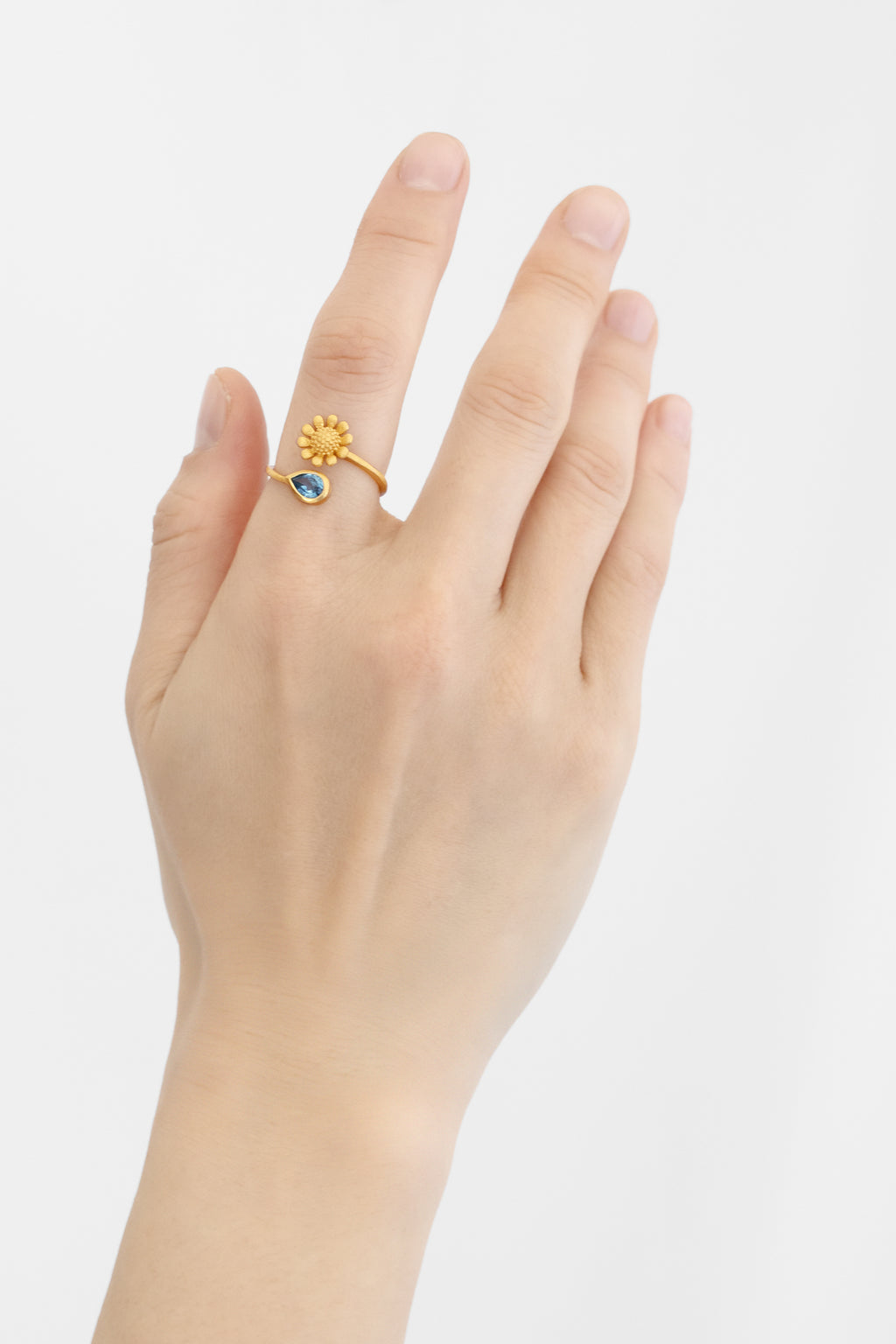 Blue Topaz Marigold Ring