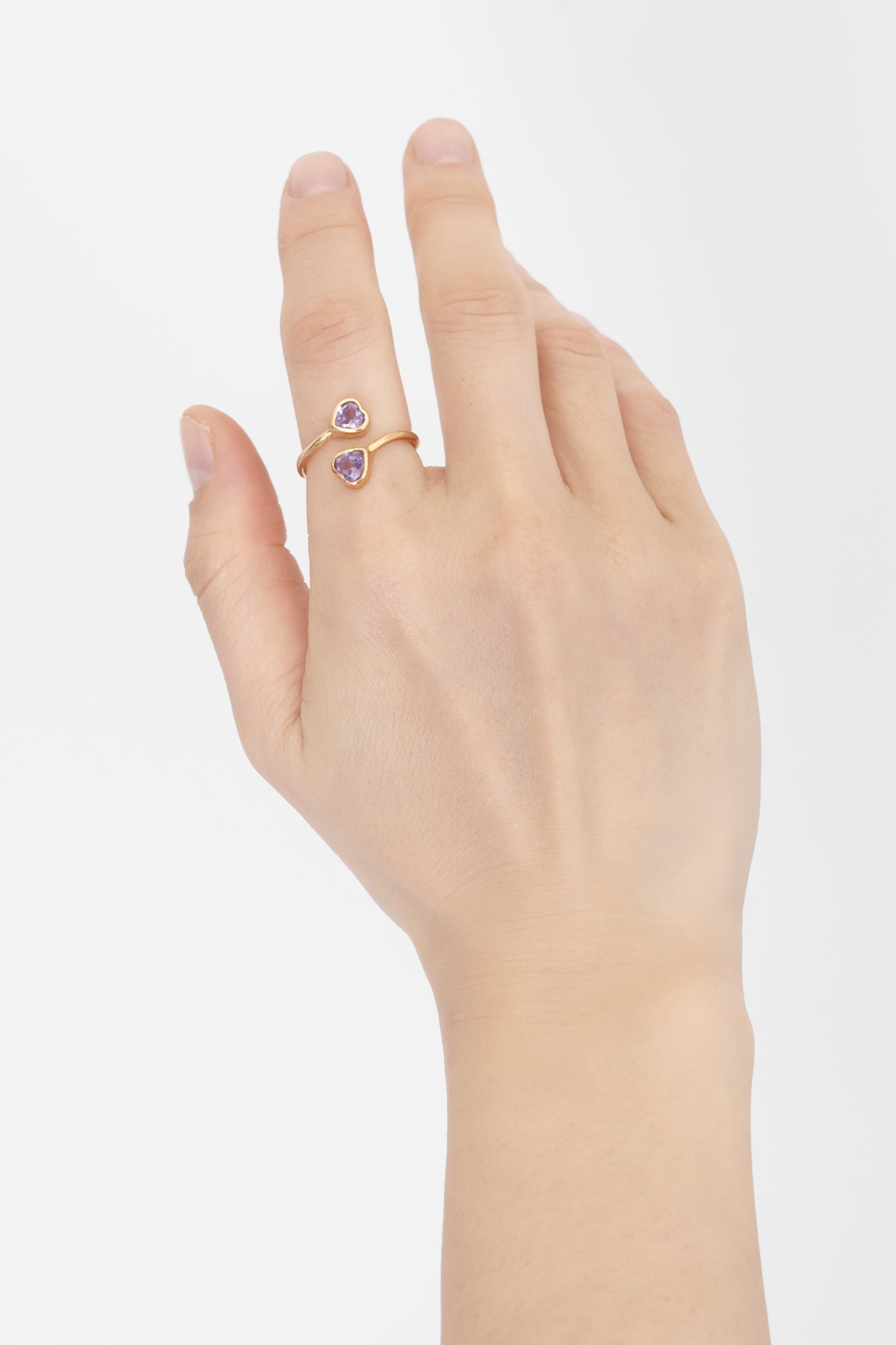 Amethyst Two Hearts Ring