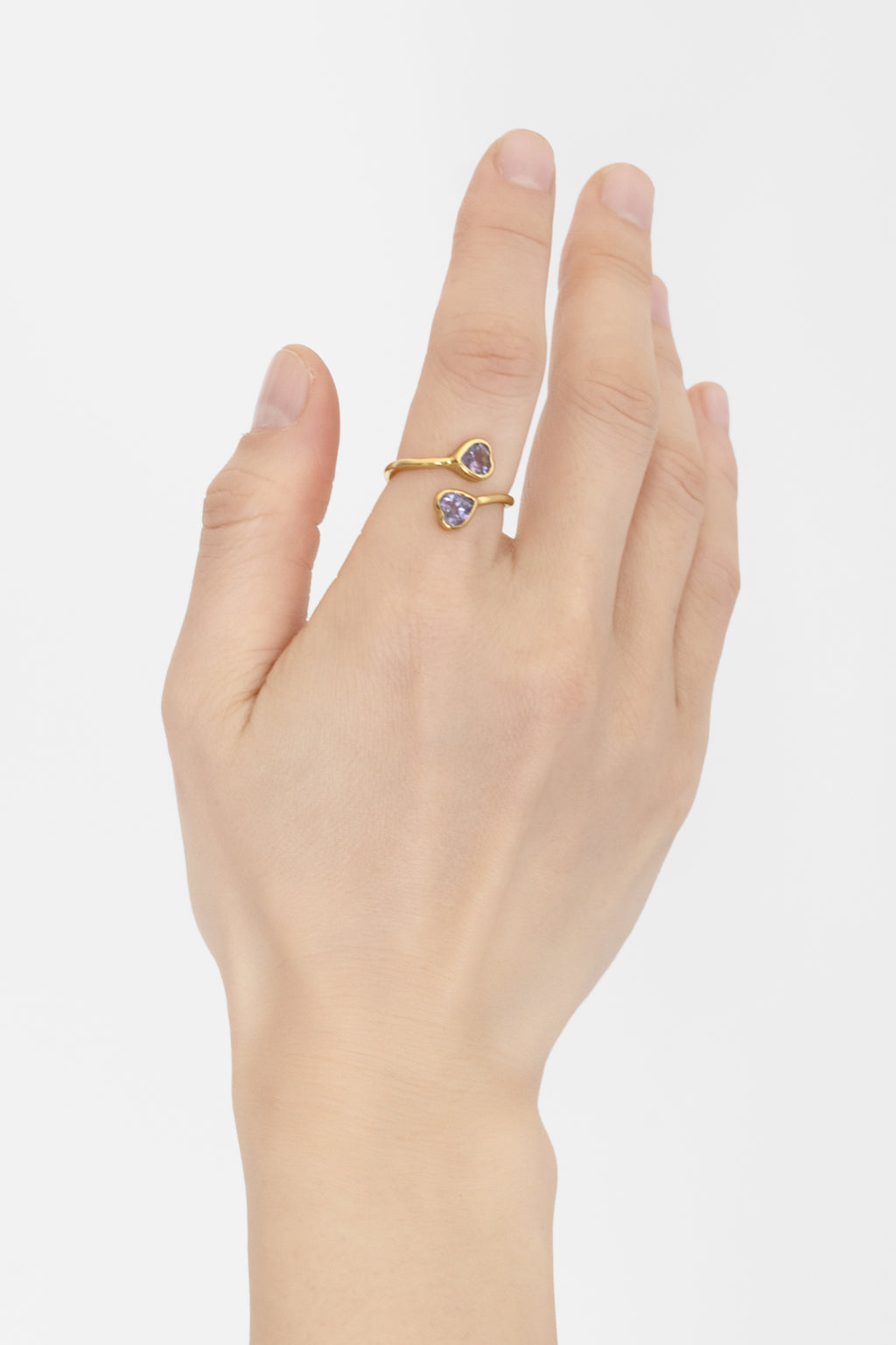 Amethyst Two Hearts Ring