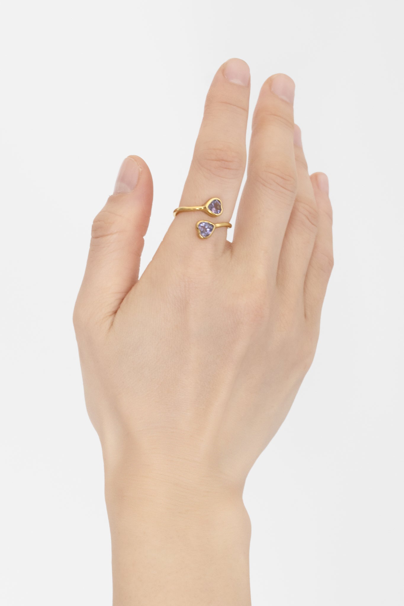 Amethyst Two Hearts Ring